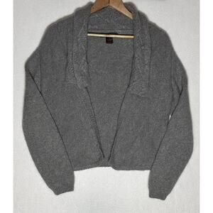 A GIANNETTI 100% CASHMERE GRAY OPEN SHAWL COLLAR CARDIGAN SWEATER, SIZE L